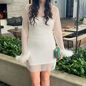 Taurus Studded Feather Cuff Mini Dress